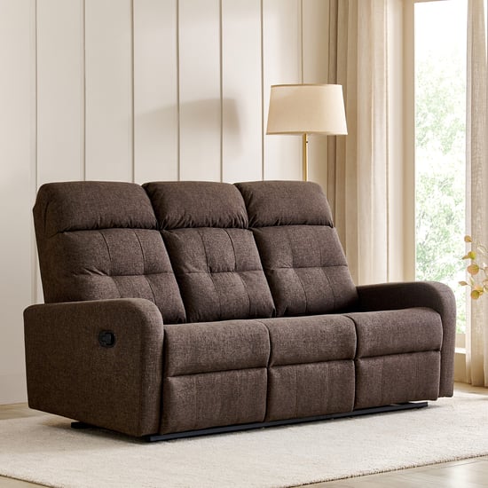 Helios Toledo Fabric 3-Seater Recliner - Brown