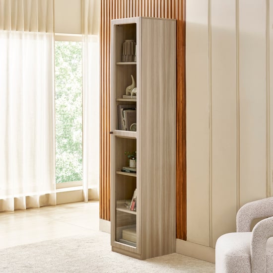 Wells Modular 1-Door Book Cabinet - Brown