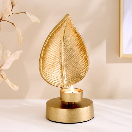 Oro Aluminium Leaf T-Light Holder