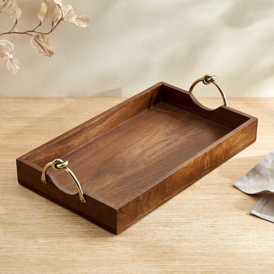 Nuqta Roi Wooden Serving Tray - 45x25x11cm