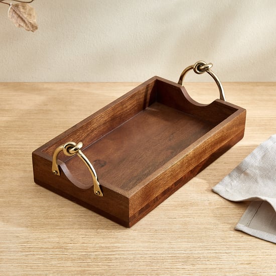 Nuqta Roi Wooden Serving Tray - 33x18x11cm