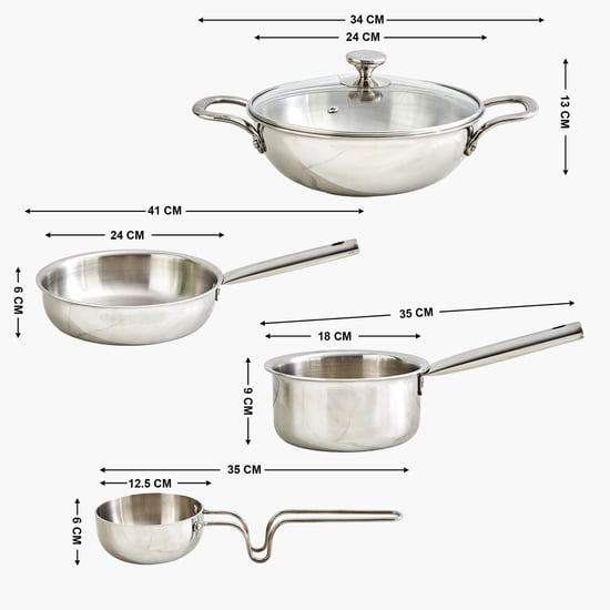 Gravis Stellar 5Pcs Tri-Ply Stainless Steel Induction Compatible Cookware Set