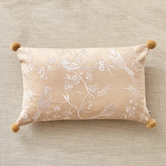Oriental Alder Mocha Embroidered Filled Cushion - 50x30m - Women's Day Gift