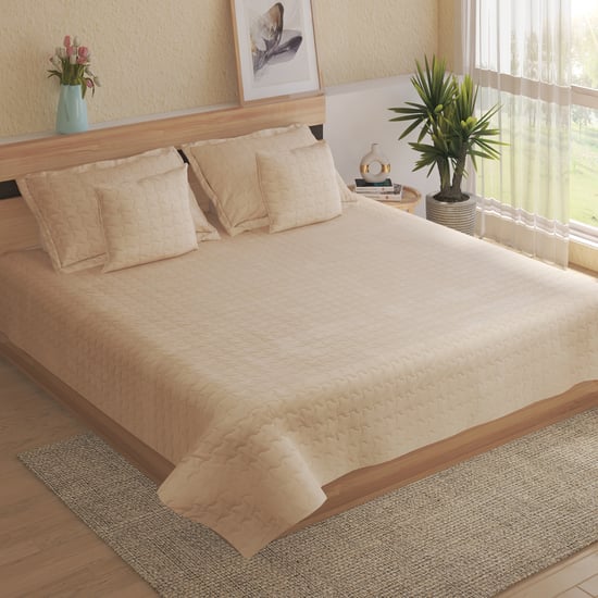 Gatsby Zig Zag Quilted 5Pcs Double Bed Cover Set