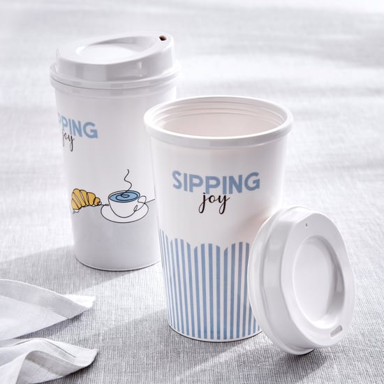 Bakers Pride Veha Set of 2 Melamine Printed Travel Tumbler with Lid - 450ml