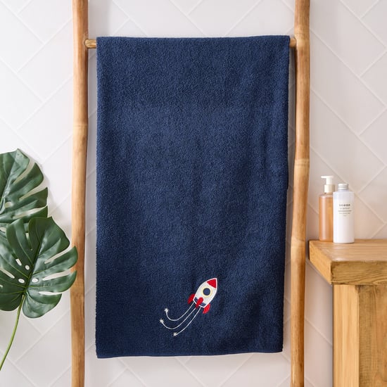 Slate Kids Rocket Cotton Embroidered Bath Towel - 120x60cm