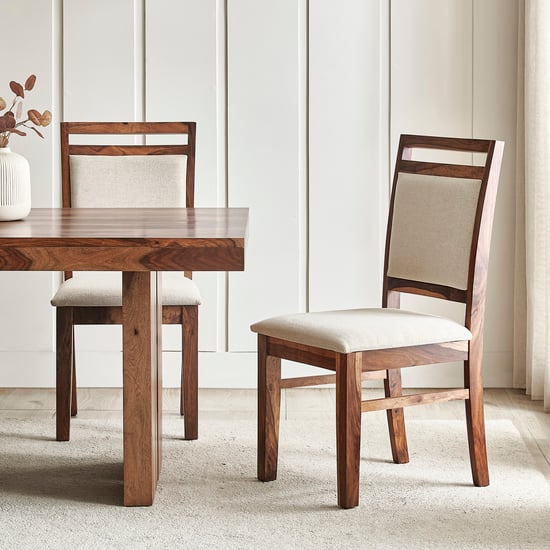 Vyom Set of 2 Fabric Dining Chairs - Walnut