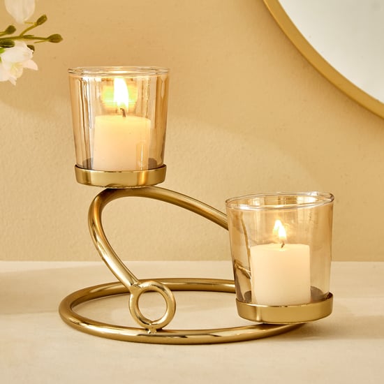 Moksha Loop Glass and Metal 2-Tier Votive Candle Holder