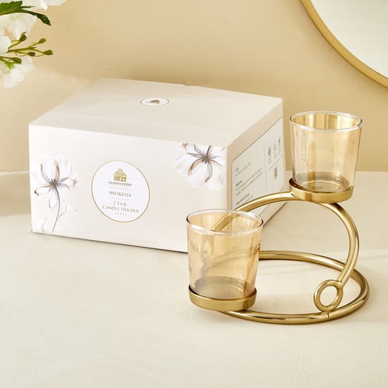 Moksha Loop Glass and Metal 2-Tier Votive Candle Holder