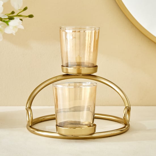 Moksha Loop Glass and Metal 2-Tier Votive Candle Holder