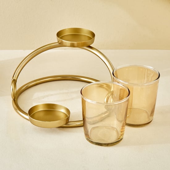 Moksha Loop Glass and Metal 2-Tier Votive Candle Holder