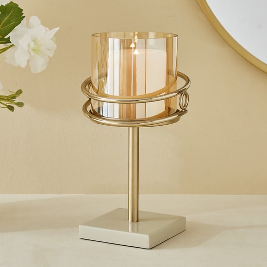 Moksha Loop Metal and Glass Pillar Candle Holder