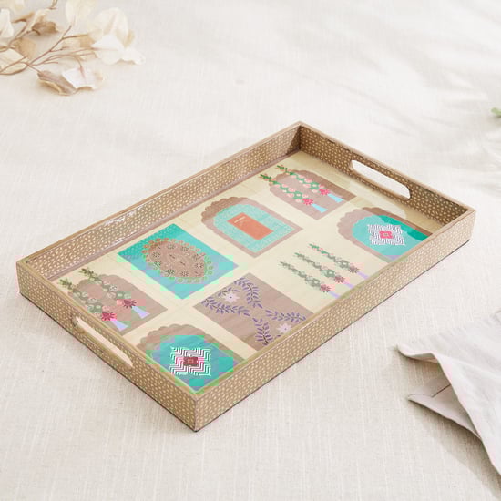 Corsica Hues Wooden Printed Serving Tray - 45.5x25x4.3cm