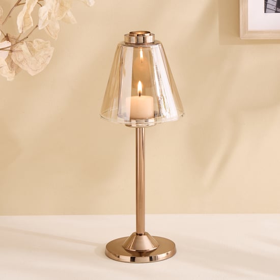 Monalisa Metal and Glass Lamp Shade T-Light Candle Holder - Medium