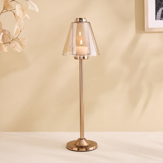 Monalisa Metal and Glass Lamp Shade T-Light Candle Holder - Large