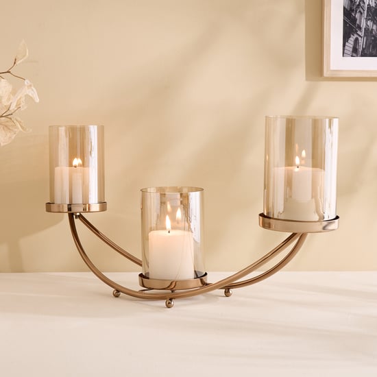 Monalisa Metal and Glass Arc Multi Pillar Candle Holder