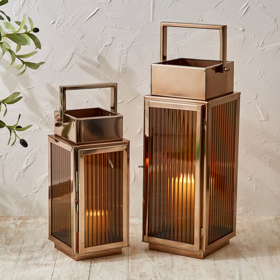 Monalisa Aluminium and Glass Ribbed Lantern - Large