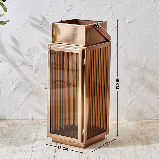 Monalisa Aluminium and Glass Ribbed Lantern - Large