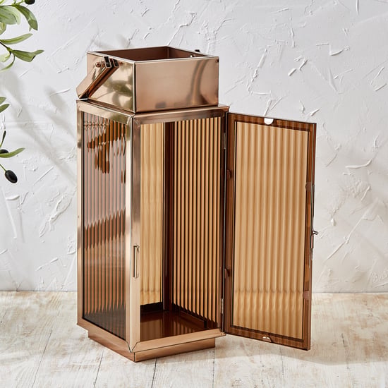 Monalisa Aluminium and Glass Ribbed Lantern - Large