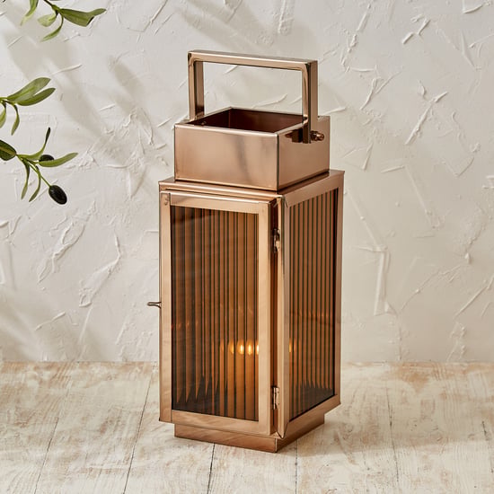 Monalisa Aluminium and Glass Ribbed Lantern - Medium