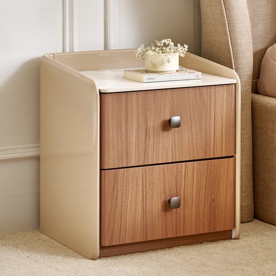 Ivy Bedside Table with Drawers - Brown