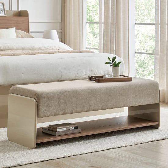 Ivy Fabric Bed Bench - Walnut