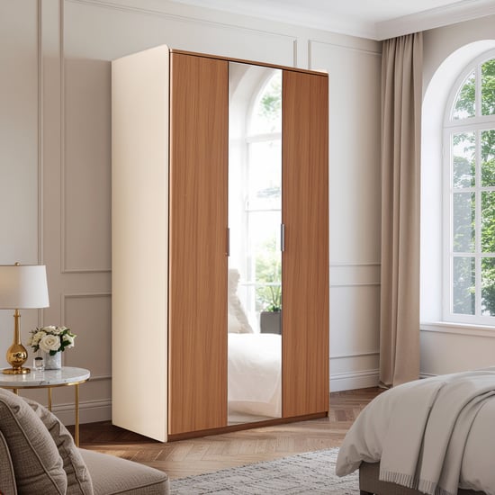 Ivy 3-Door Wardrobe with Mirror - Walnut