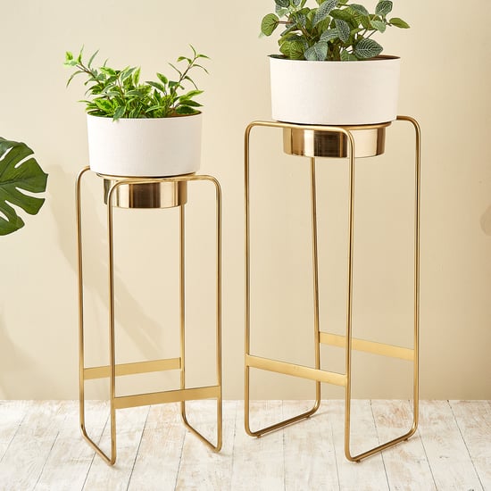 Gardenia Ferra Set of 2 Metal Floor Planters with Stand