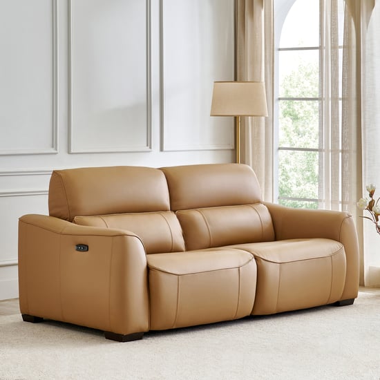 Avelino Half Leather 3-Seater Zero Gravity Electric Recliner - Brown
