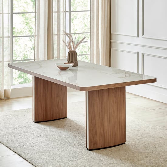 Ivy Sintered Stone Top 6-Seater Dining Table - Walnut