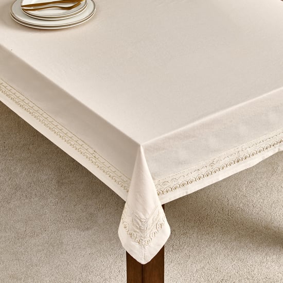 Glimmer Embro Cotton Embroidered 6-Seater Table Cloth - 200x150cm
