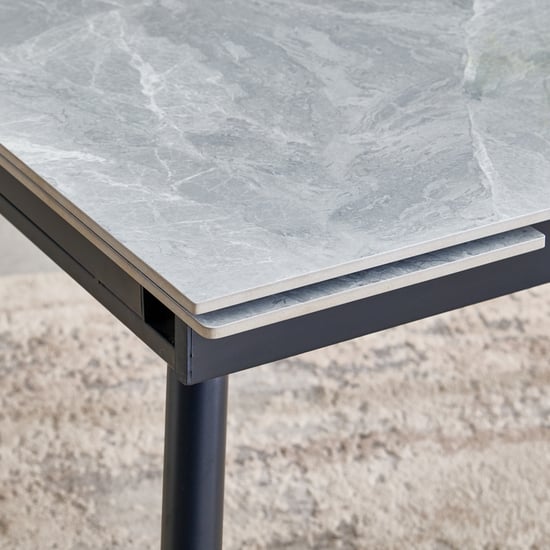 Arcane Sintered Stone Top 4-6 Seater Extendable Dining Table - Grey