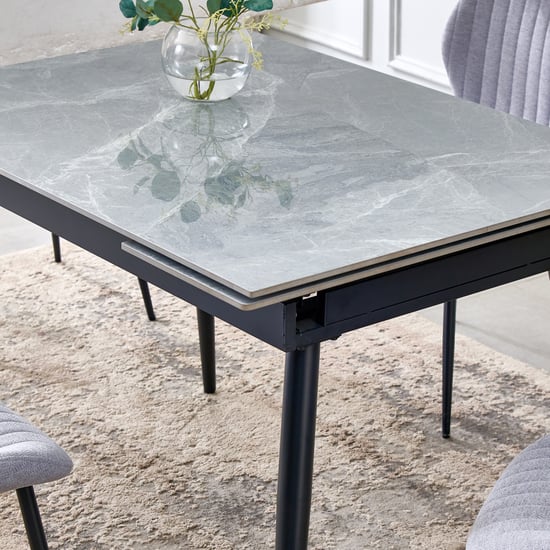 Arcane Sintered Stone Top 4-6 Seater Extendable Dining Table - Grey