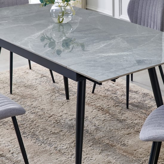 Arcane Sintered Stone Top 4-6 Seater Extendable Dining Table - Grey