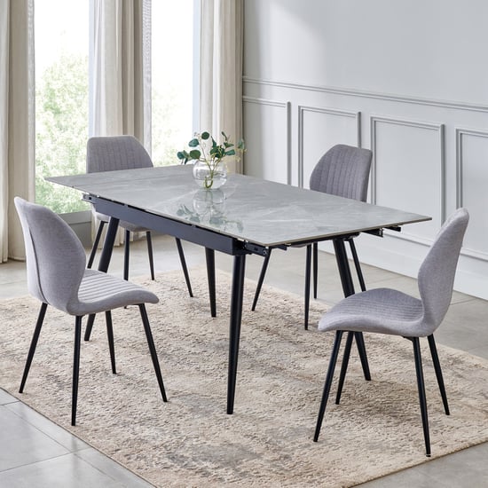 Arcane Sintered Stone Top 4-6 Seater Extendable Dining Table - Grey