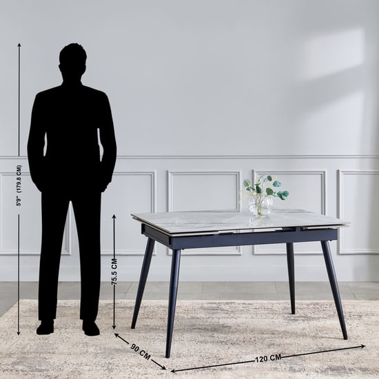 Arcane Sintered Stone Top 4-6 Seater Extendable Dining Table - Grey