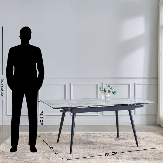 Arcane Sintered Stone Top 4-6 Seater Extendable Dining Table - Grey