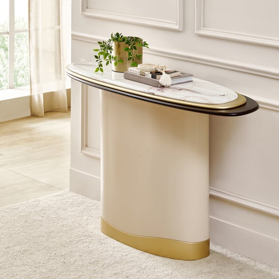 Monalisa Faux Marble Top Console Table - Brown