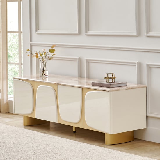 Alchemy Faux Marble Top TV Unit - Cream