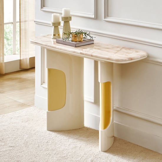Alchemy Faux Marble Top Console Table - Cream