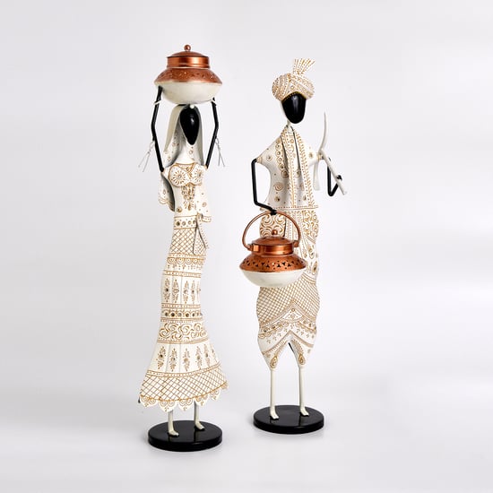 Corsica Mystic India 2Pcs Metal Couple Figurine with T-Light Holders