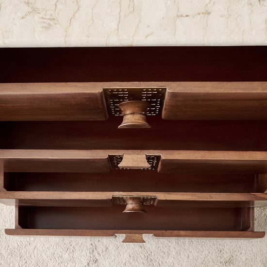 Nuqta Acacia Wood Chest of 4 Drawers - Walnut