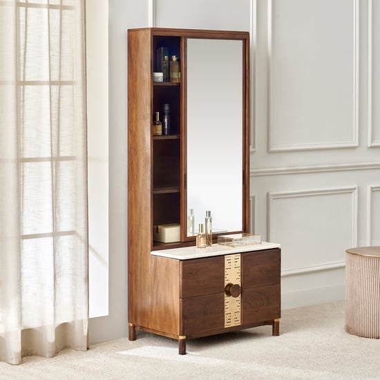Nuqta Acacia Wood Dresser Mirror - Walnut