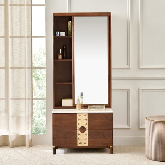 Nuqta Acacia Wood Dresser Mirror - Walnut