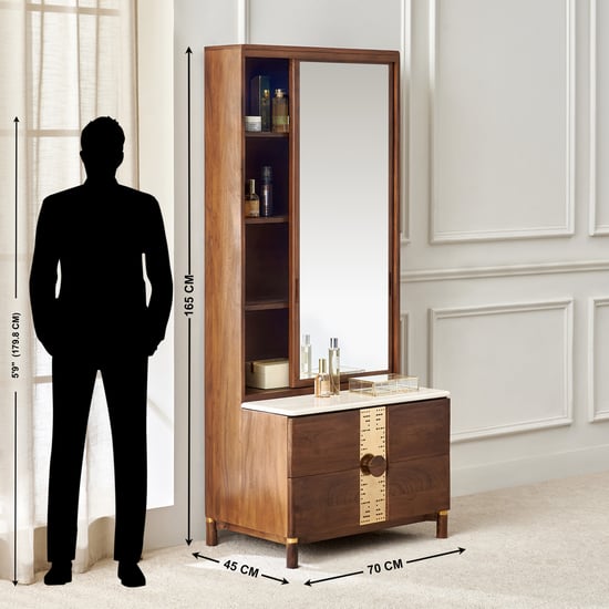 Nuqta Acacia Wood Dresser Mirror - Walnut