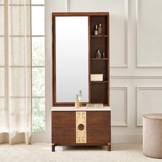 Nuqta Acacia Wood Dresser Mirror - Walnut