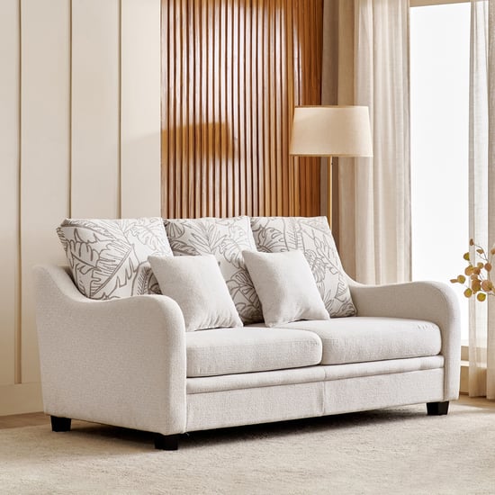 Kingsbury Fabric 3-Seater Sofa with Cushions - Beige