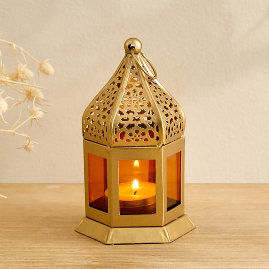 Salsa Moroccan Glass and Metal Lantern - Small