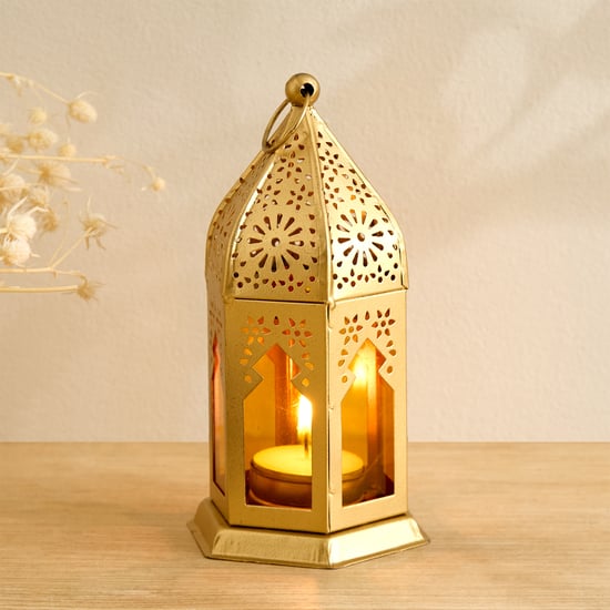 Salsa Moroccan Glass and Metal Lantern - Medium