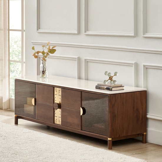 Nuqta Marble Top TV Unit - Walnut